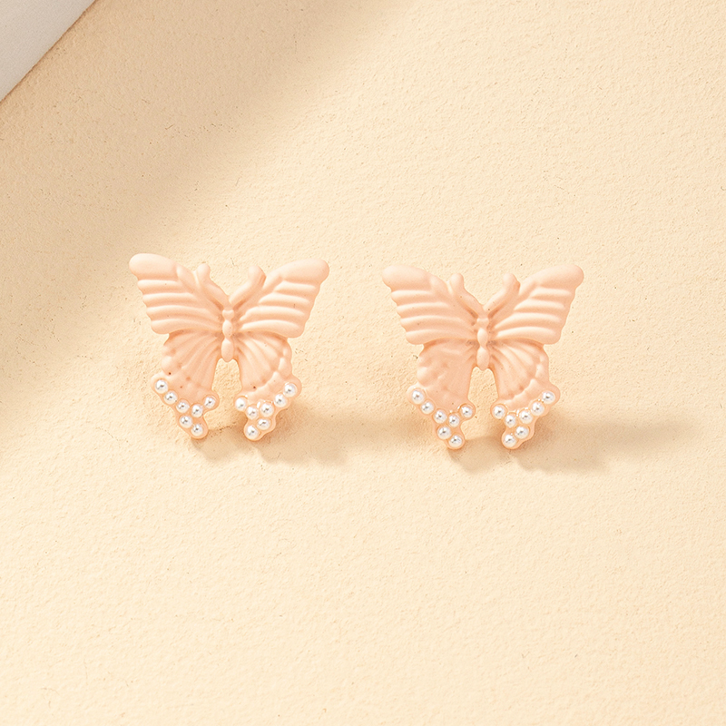 Fashion Butterfly Alloy Inlay Artificial Pearls Womenu0027S Ear Studs 1 Pair