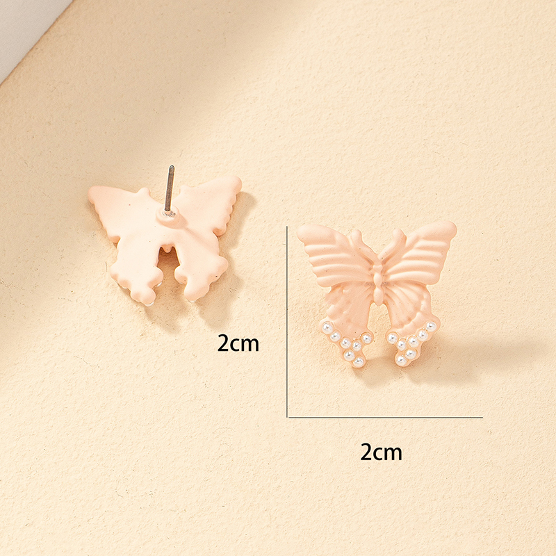 Fashion Butterfly Alloy Inlay Artificial Pearls Womenu0027S Ear Studs 1 Pair