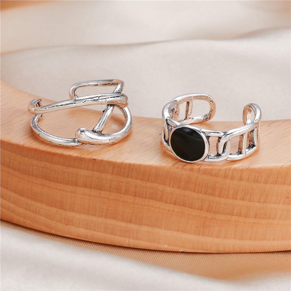 Fashion Solid Color Alloy Womenu0027S Open Ring 2 Pieces