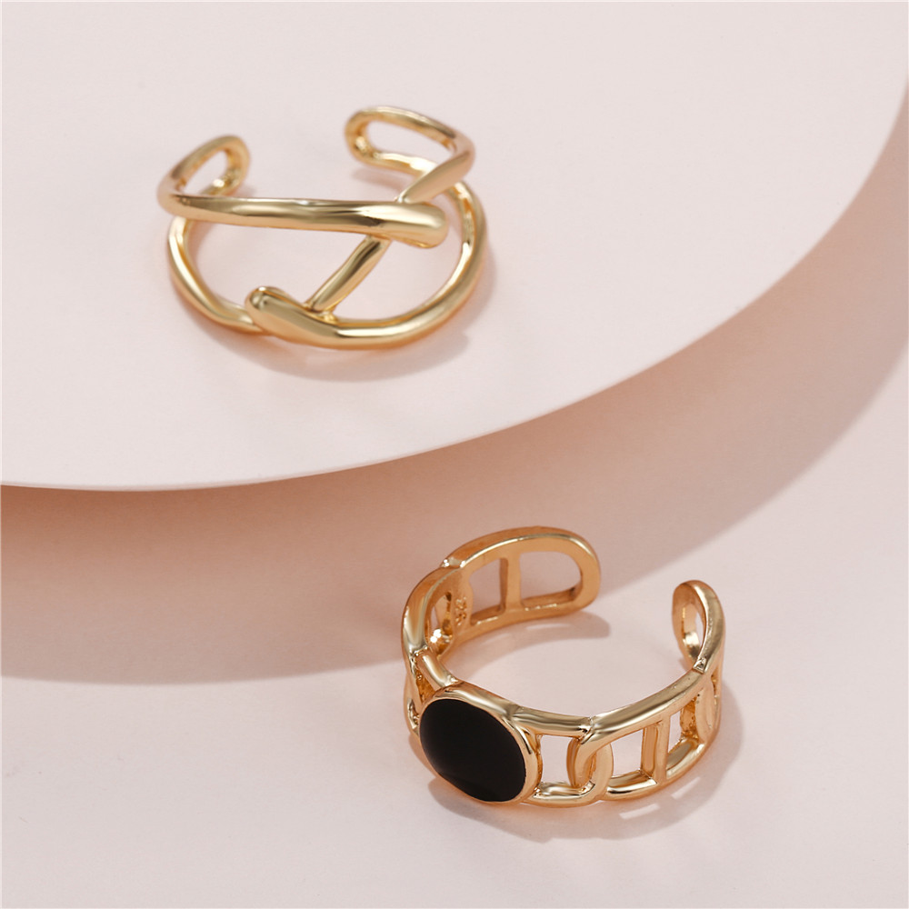 Fashion Solid Color Alloy Womenu0027S Open Ring 2 Pieces