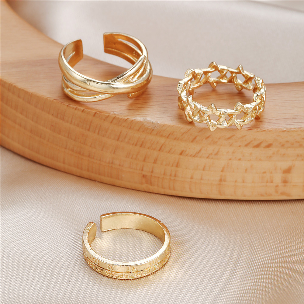 Fashion Solid Color Alloy Womenu0027S Rings 3 Pieces