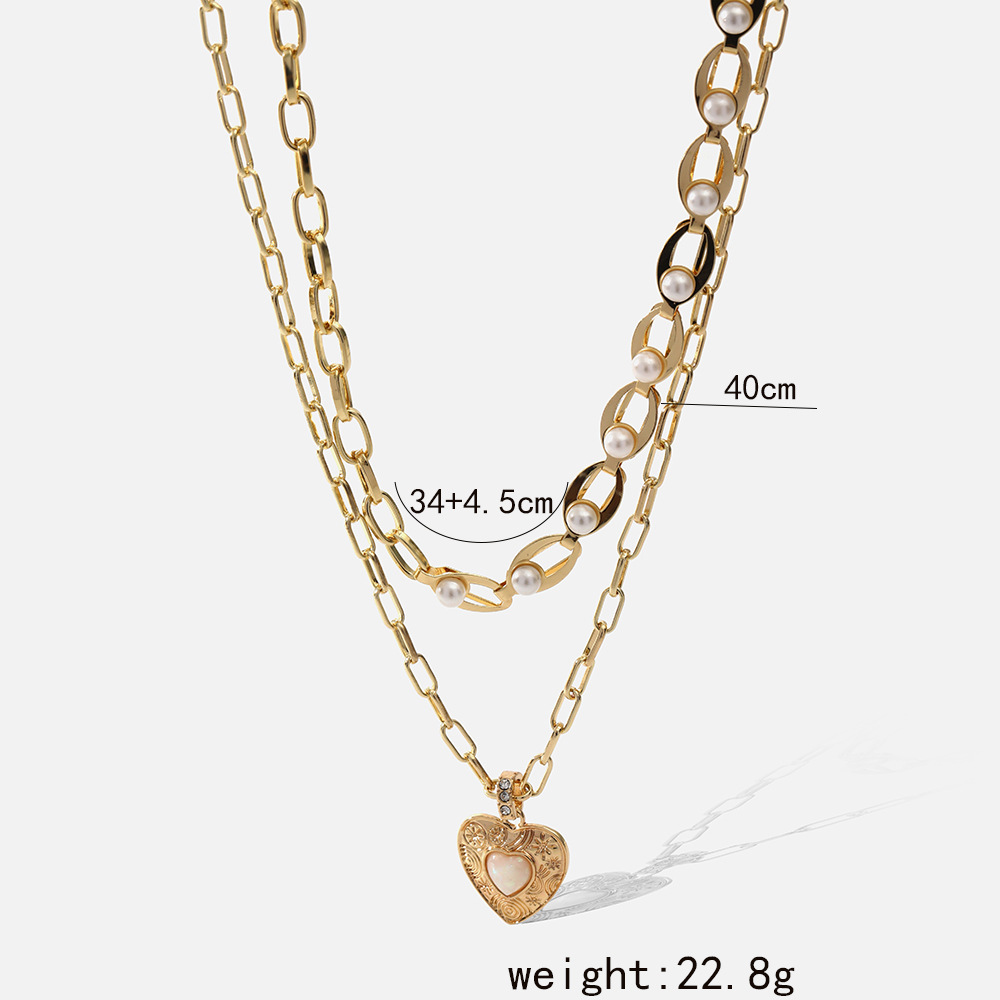 Fashion Heart Shape Alloy Plating Artificial Pearls Womenu0027S Necklace 1 Piece