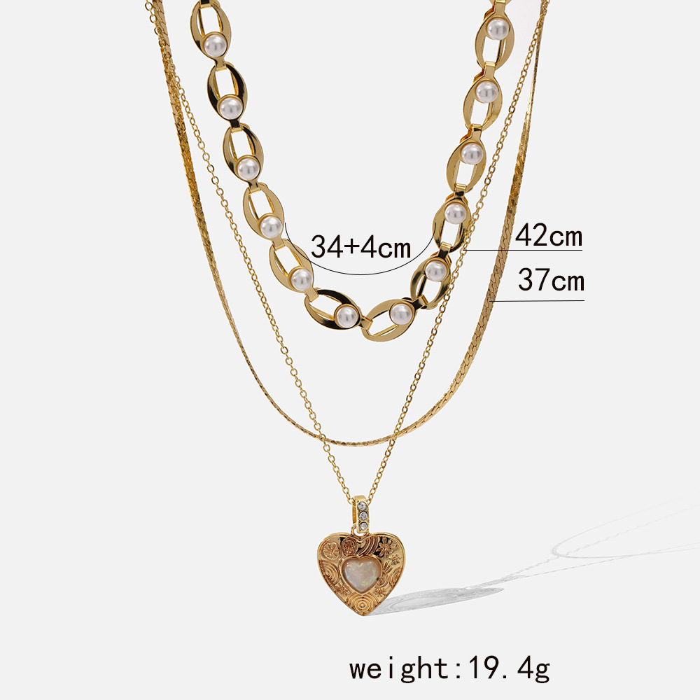 Fashion Heart Shape Alloy Plating Artificial Pearls Womenu0027S Necklace 1 Piece