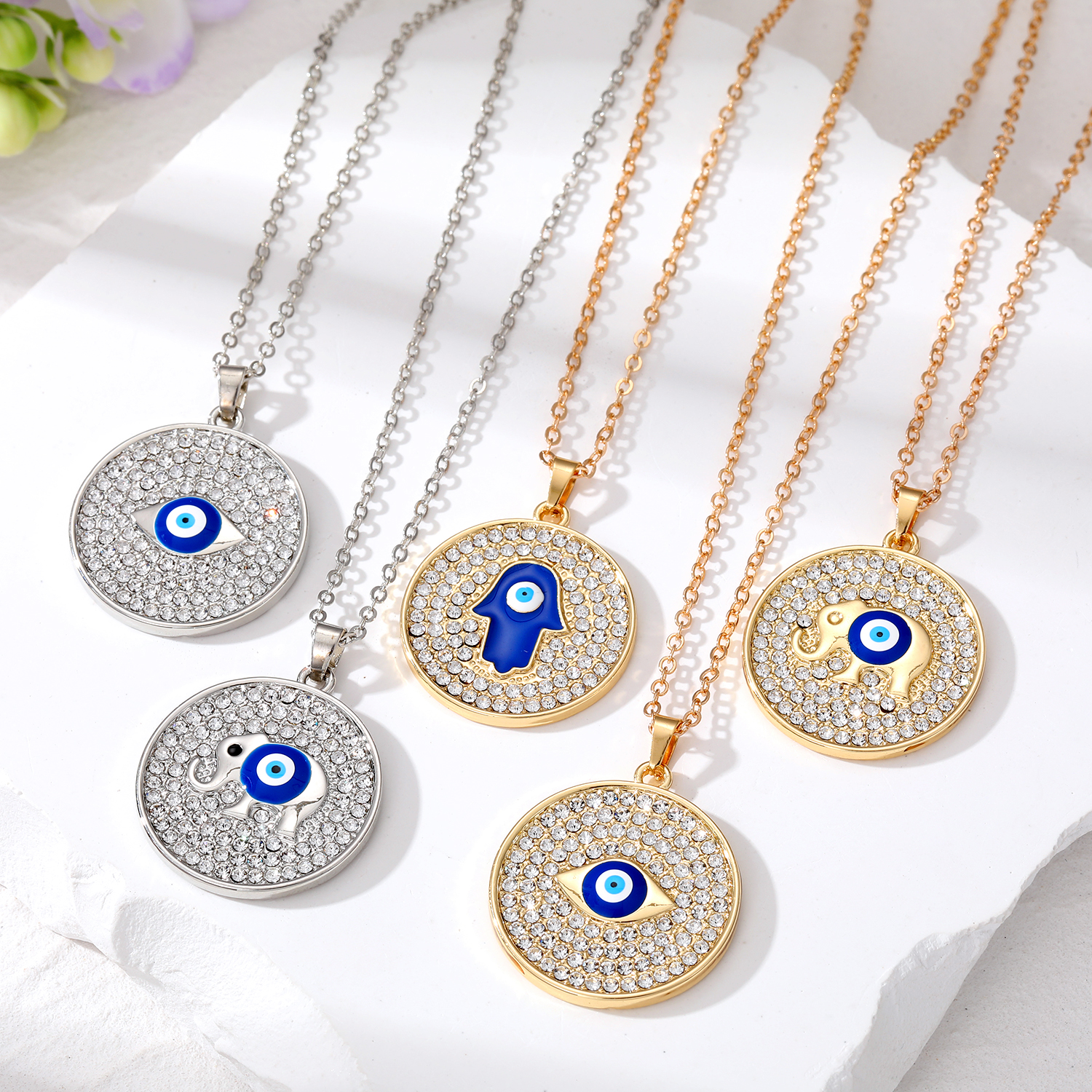 Fashion Round Eye Elephant Alloy Enamel Womenu0027S Pendant Necklace 1 Piece