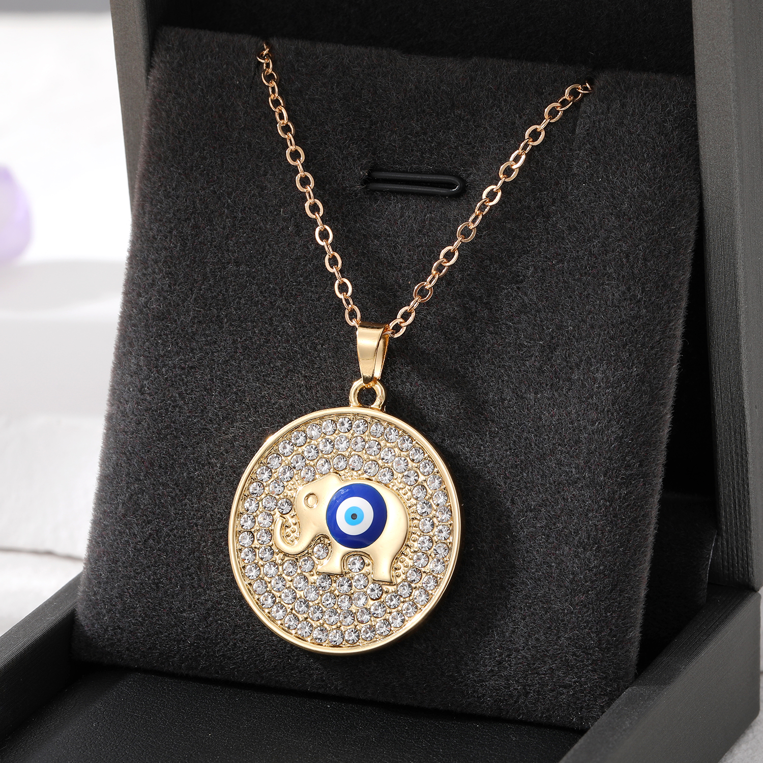 Fashion Round Eye Elephant Alloy Enamel Womenu0027S Pendant Necklace 1 Piece