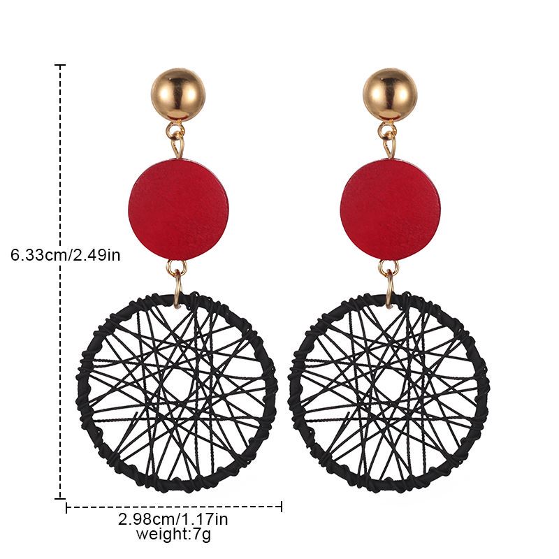 Fashion Round Wood Hollow Out Womenu0027S Drop Earrings 1 Pair