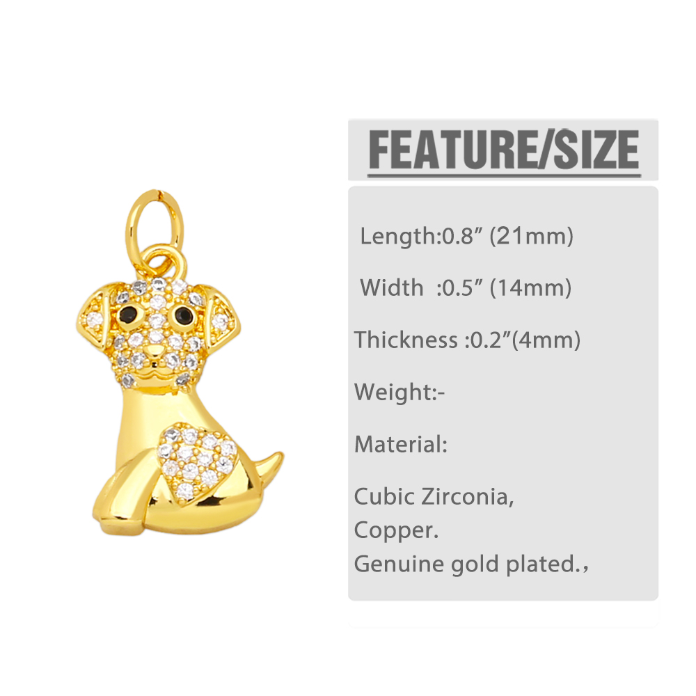 Hip-Hop Animal Dog Bear Copper Gold Plated Zircon Jewelry Accessories 1 Piece