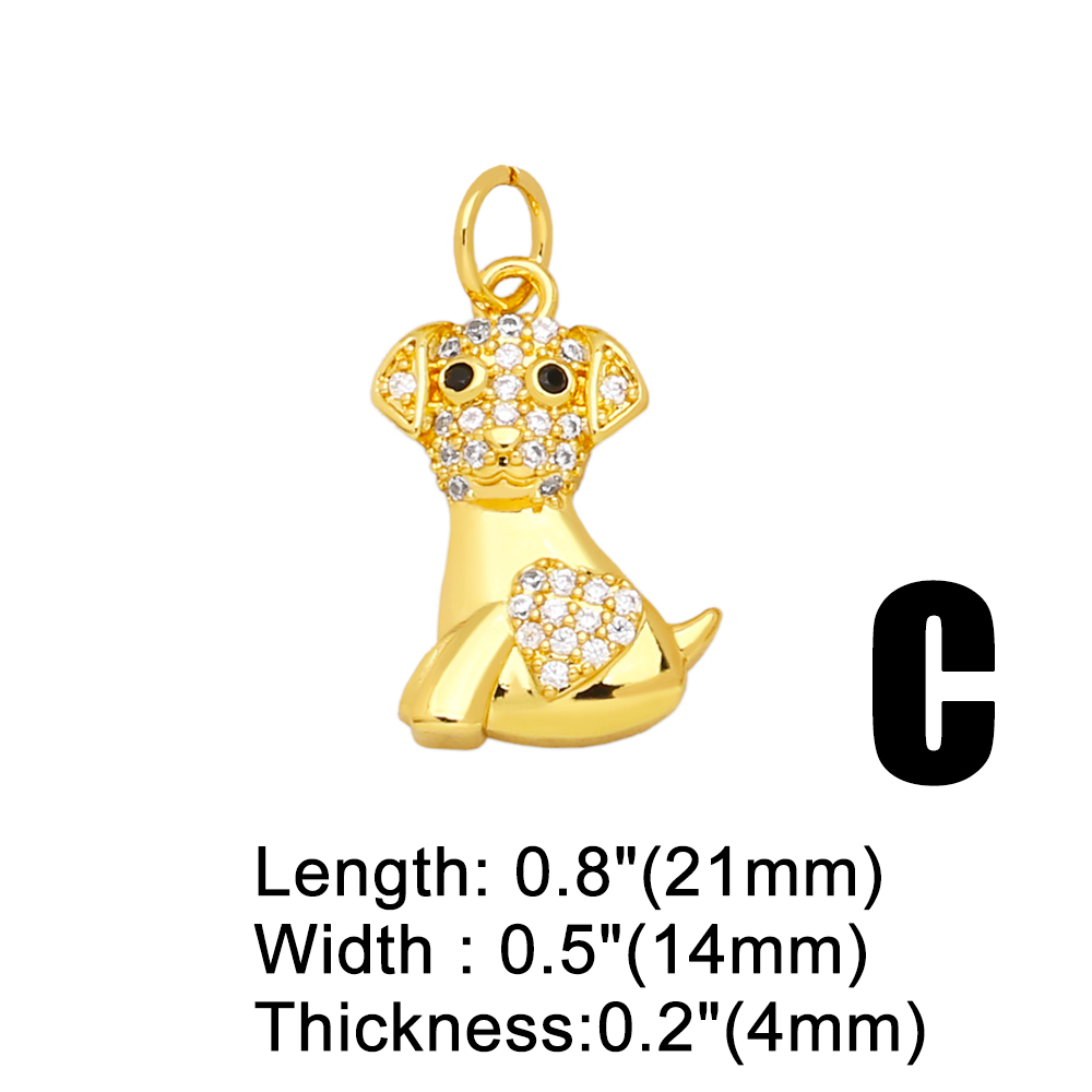 Hip-Hop Animal Dog Bear Copper Gold Plated Zircon Jewelry Accessories 1 Piece