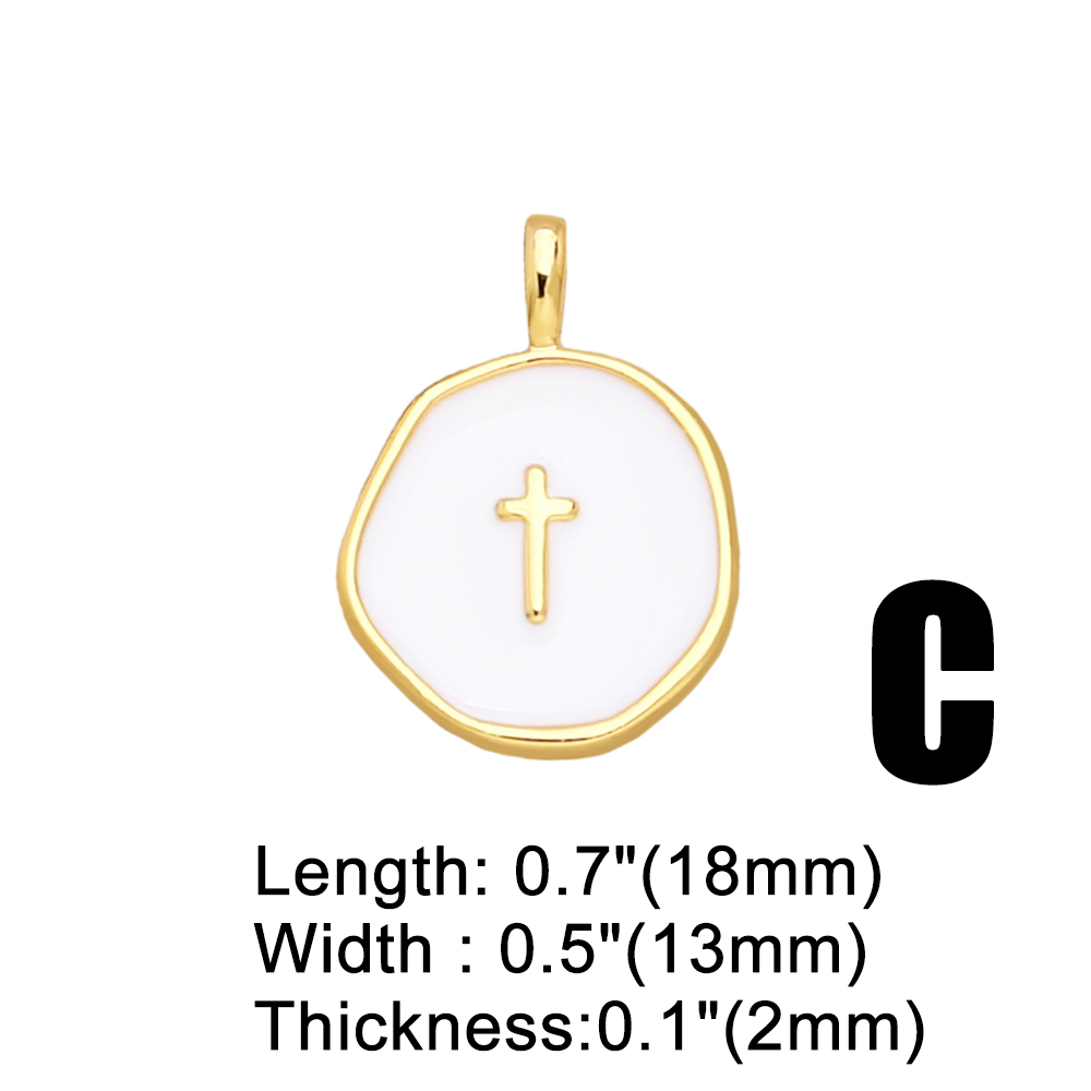 Simple Style Cross Heart Shape Bee Copper Enamel Gold Plated Zircon Jewelry Accessories 1 Piece