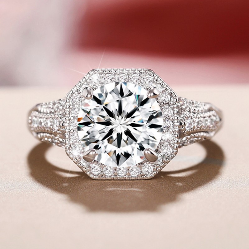Fashion Geometric Copper Plating Inlay Artificial Diamond Zircon Rings 1 Piece