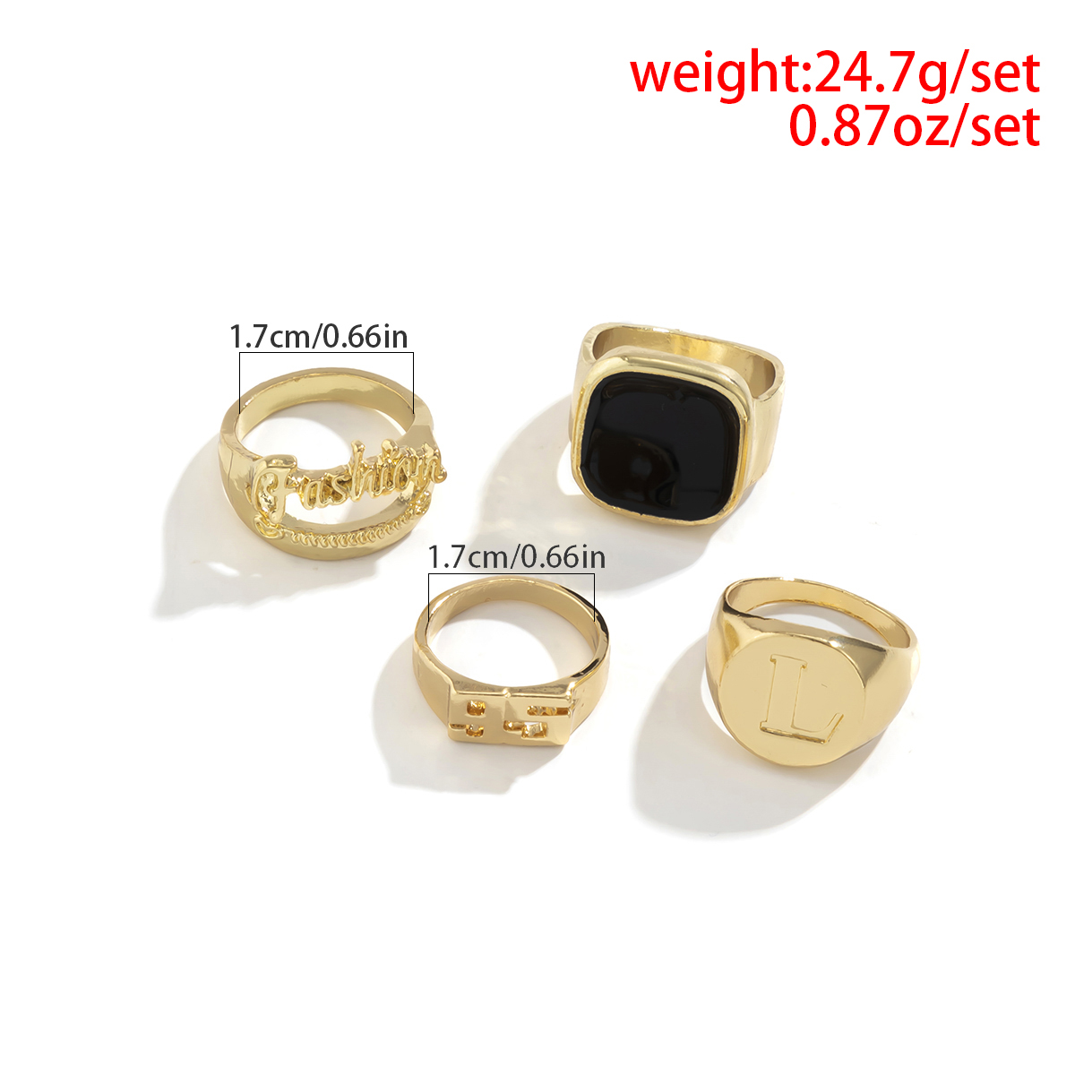 Hip-Hop Gossip Letter Lattice Alloy Inlay Artificial Pearls Zircon Womenu0027S Rings 1 Set