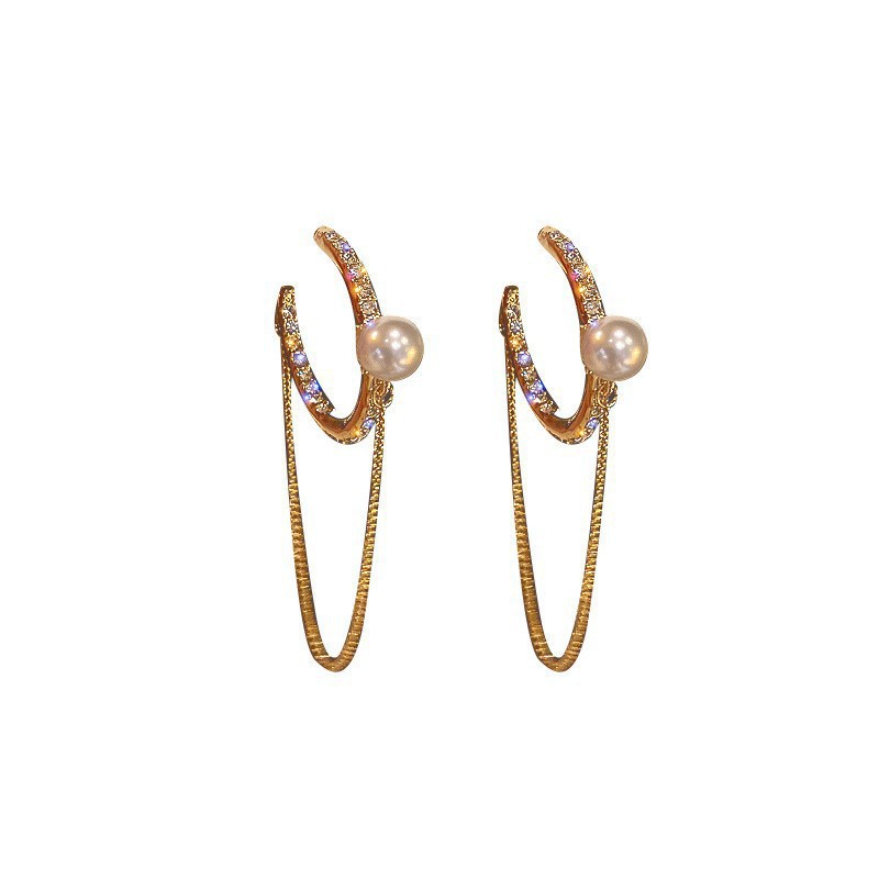 Fashion Tassel Artificial Pearl Plating Womenu0027S Hoop Earrings 1 Pair