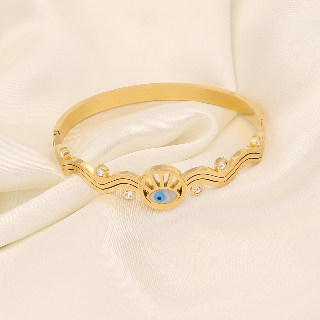 Fashion Eye Stainless Steel Plating Zircon Bangle 1 Piece