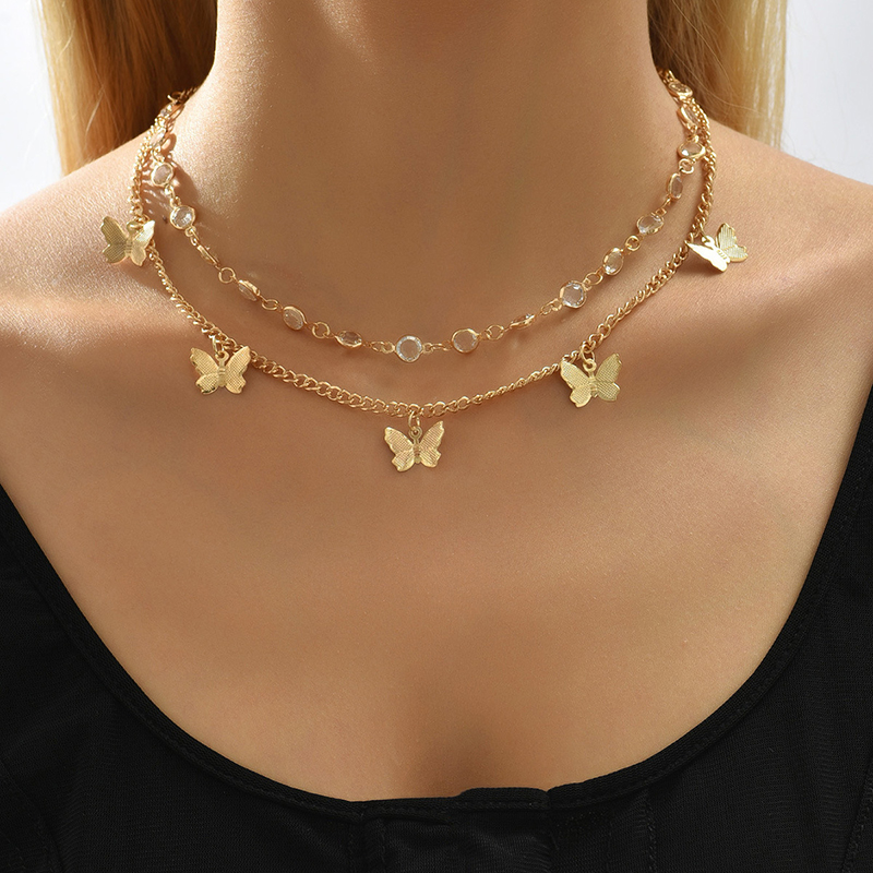 Fashion Butterfly Alloy Inlay Rhinestones Womenu0027S Necklace 1 Piece