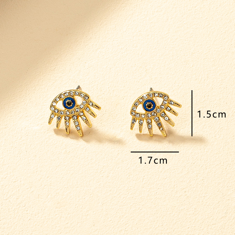 Fashion Devilu0027S Eye Alloy Enamel Plating Inlay Rhinestones Womenu0027S Ear Studs 1 Pair