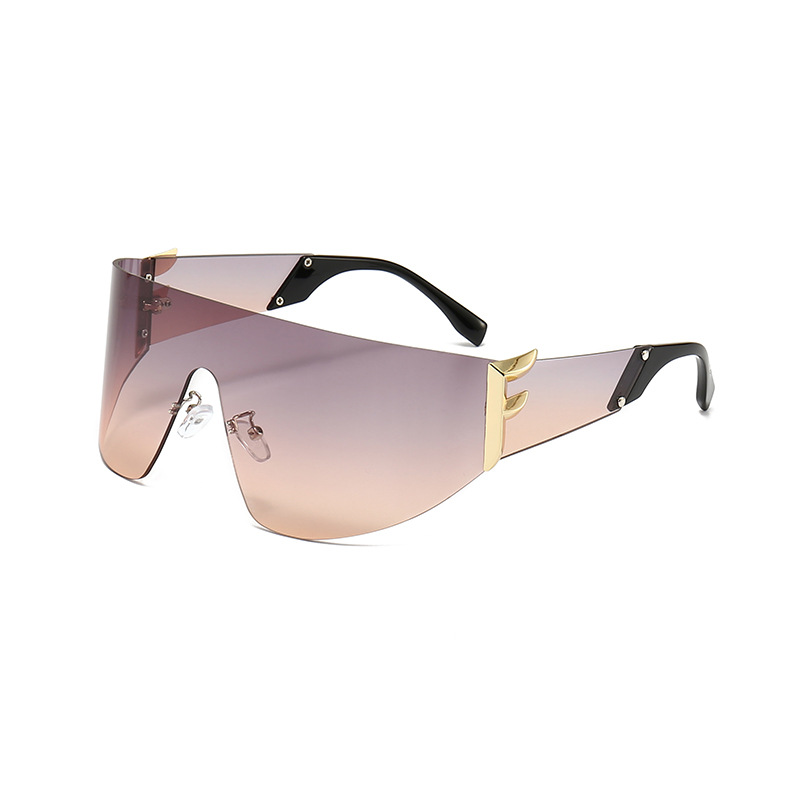 Fashion Gradient Color Pc Special-Shaped Mirror Patchwork Frameless Womenu0027s Sunglasses