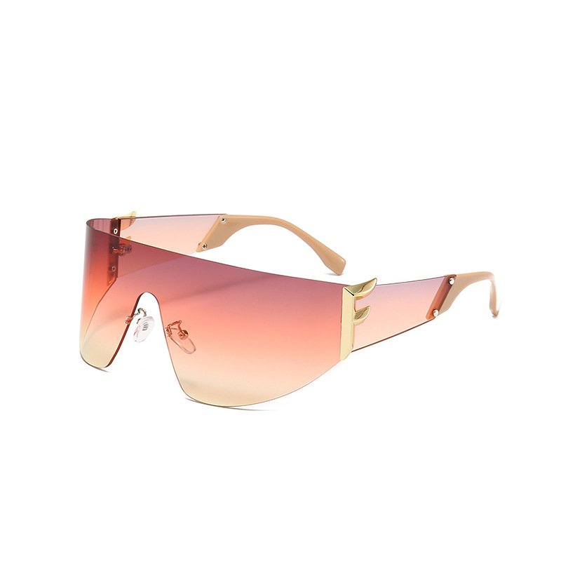 Fashion Gradient Color Pc Special-Shaped Mirror Patchwork Frameless Womenu0027s Sunglasses