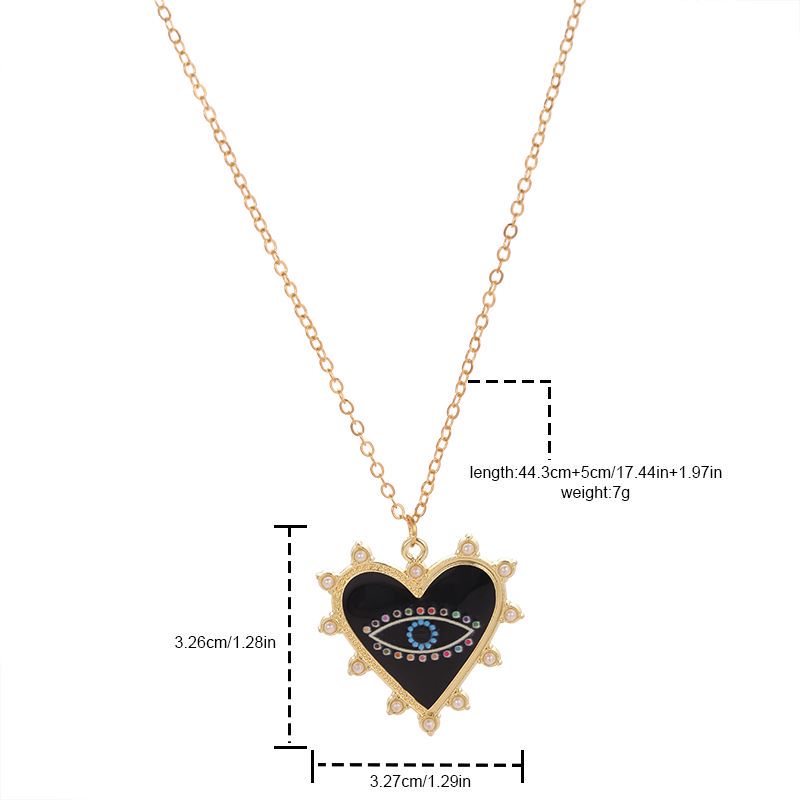 Retro Round Devilu0027S Eye Heart Shape Alloy Hollow Out Rhinestones Womenu0027S Necklace 1 Piece