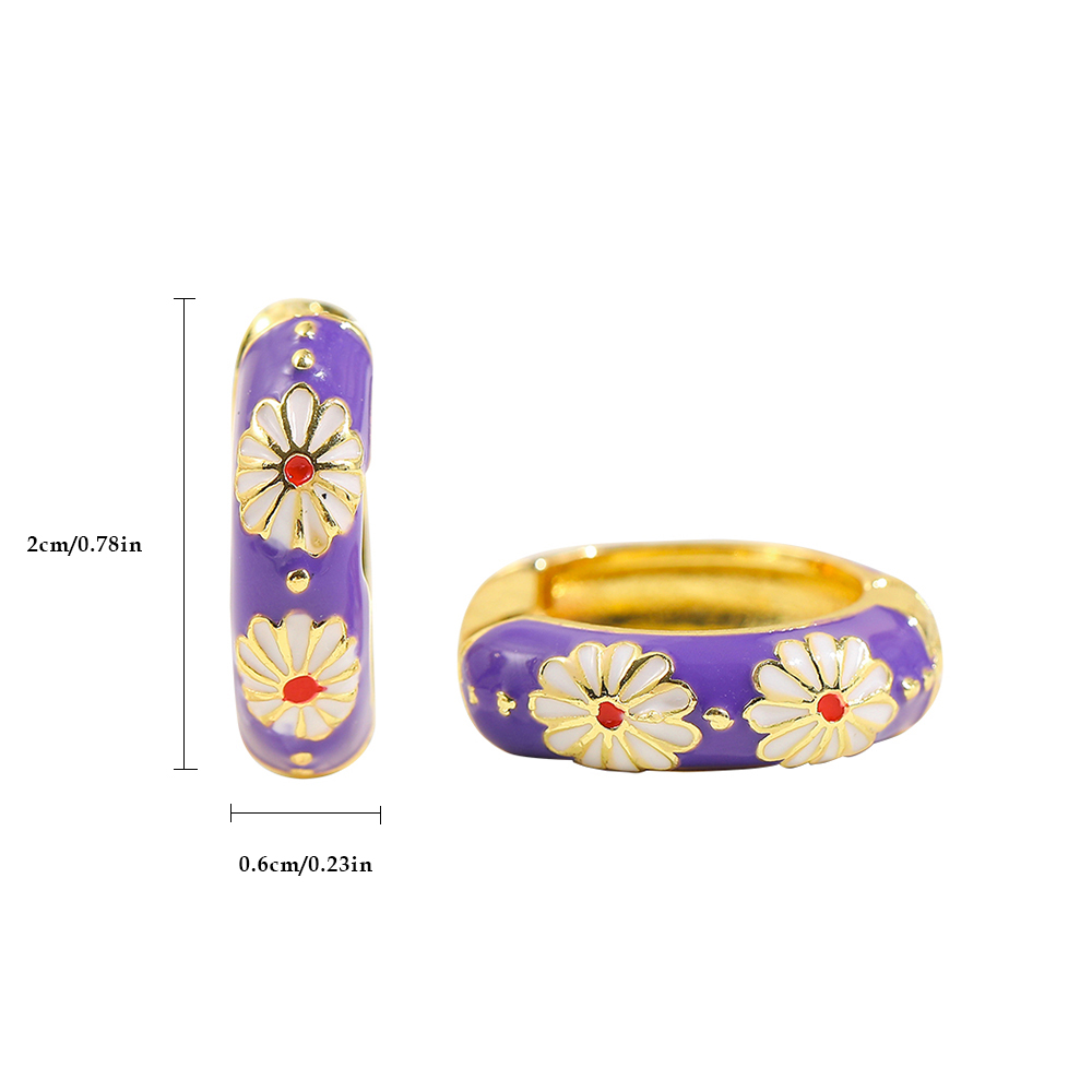 Basic Flower Lingge Alloy Enamel Plating Womenu0027S Hoop Earrings 1 Pair