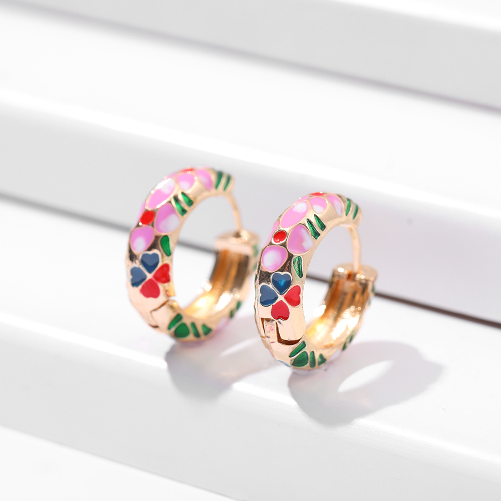 Basic Flower Lingge Alloy Enamel Plating Womenu0027S Hoop Earrings 1 Pair