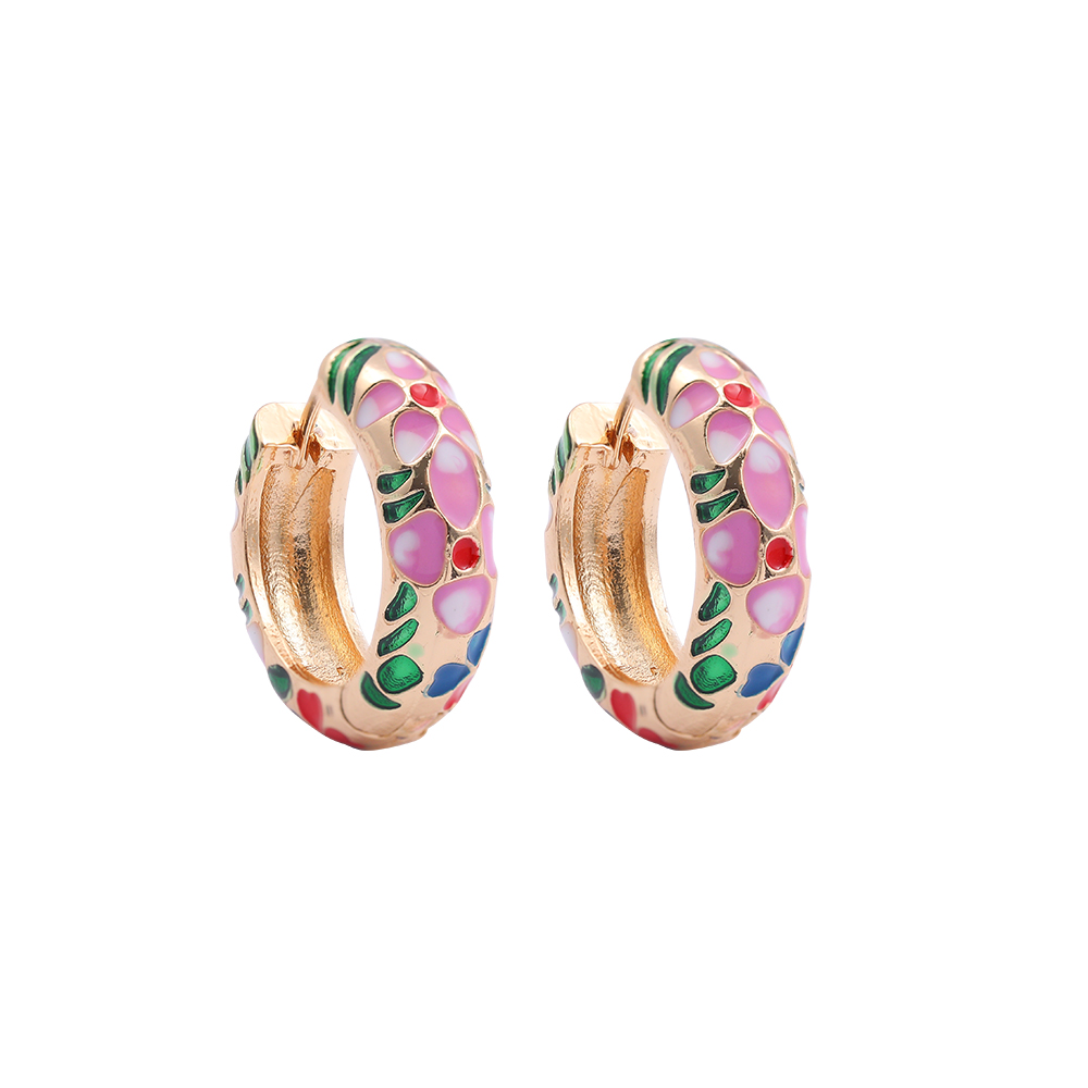 Basic Flower Lingge Alloy Enamel Plating Womenu0027S Hoop Earrings 1 Pair