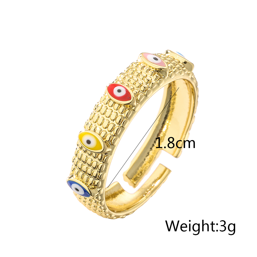 Fashion Eye Copper Enamel Gold Plated Zircon Open Ring 1 Piece