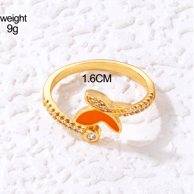 Fashion Flower Butterfly Bow Knot Alloy Enamel Plating Rhinestones Unisex Rings 1 Piece