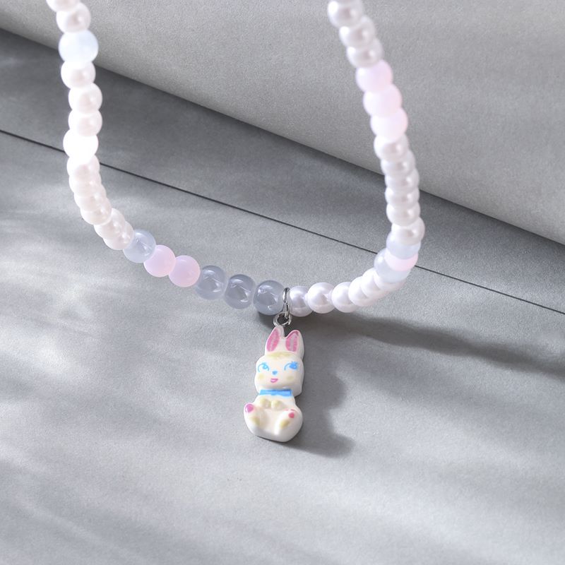 Cute Rabbit Imitation Pearl Resin Womenu0027S Necklace 1 Piece