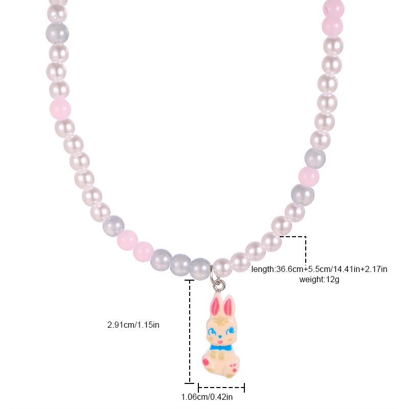 Cute Rabbit Imitation Pearl Resin Womenu0027S Necklace 1 Piece