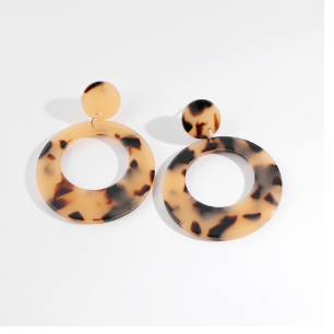 Basic Round Leopard Acetic acid sheets Hollow Out Womenu0027S Drop Earrings 1 Pair