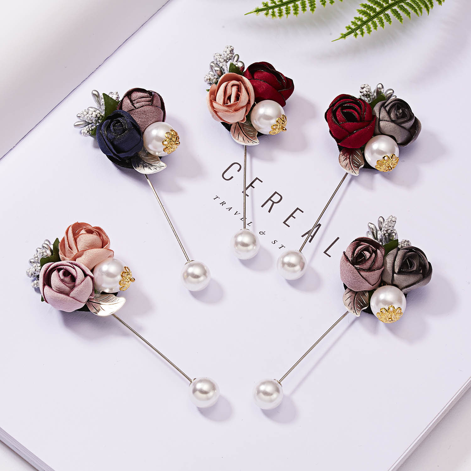 Fashion Rose Alloy Inlay Pearl Womenu0027S Brooches 1 Piece