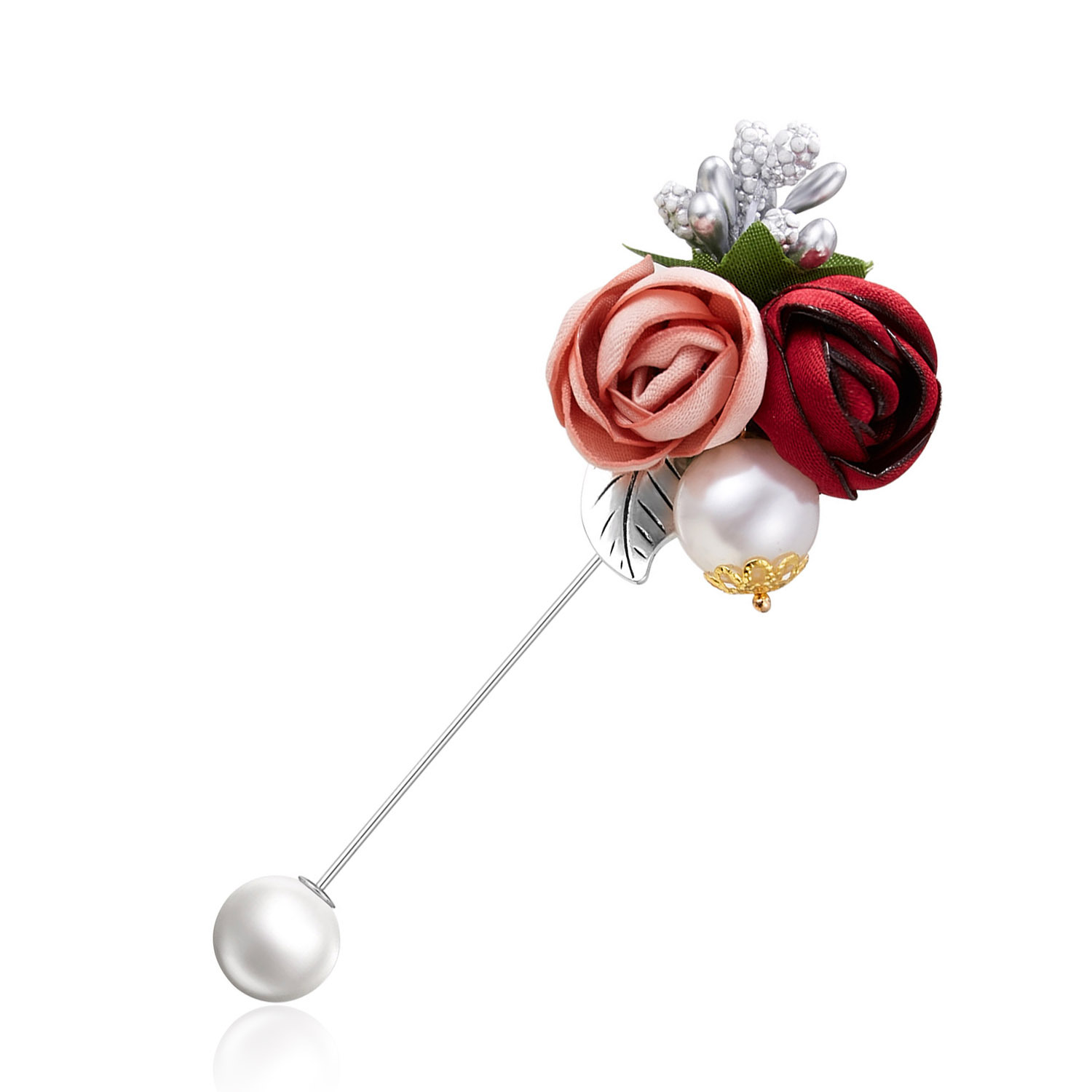 Fashion Rose Alloy Inlay Pearl Womenu0027S Brooches 1 Piece