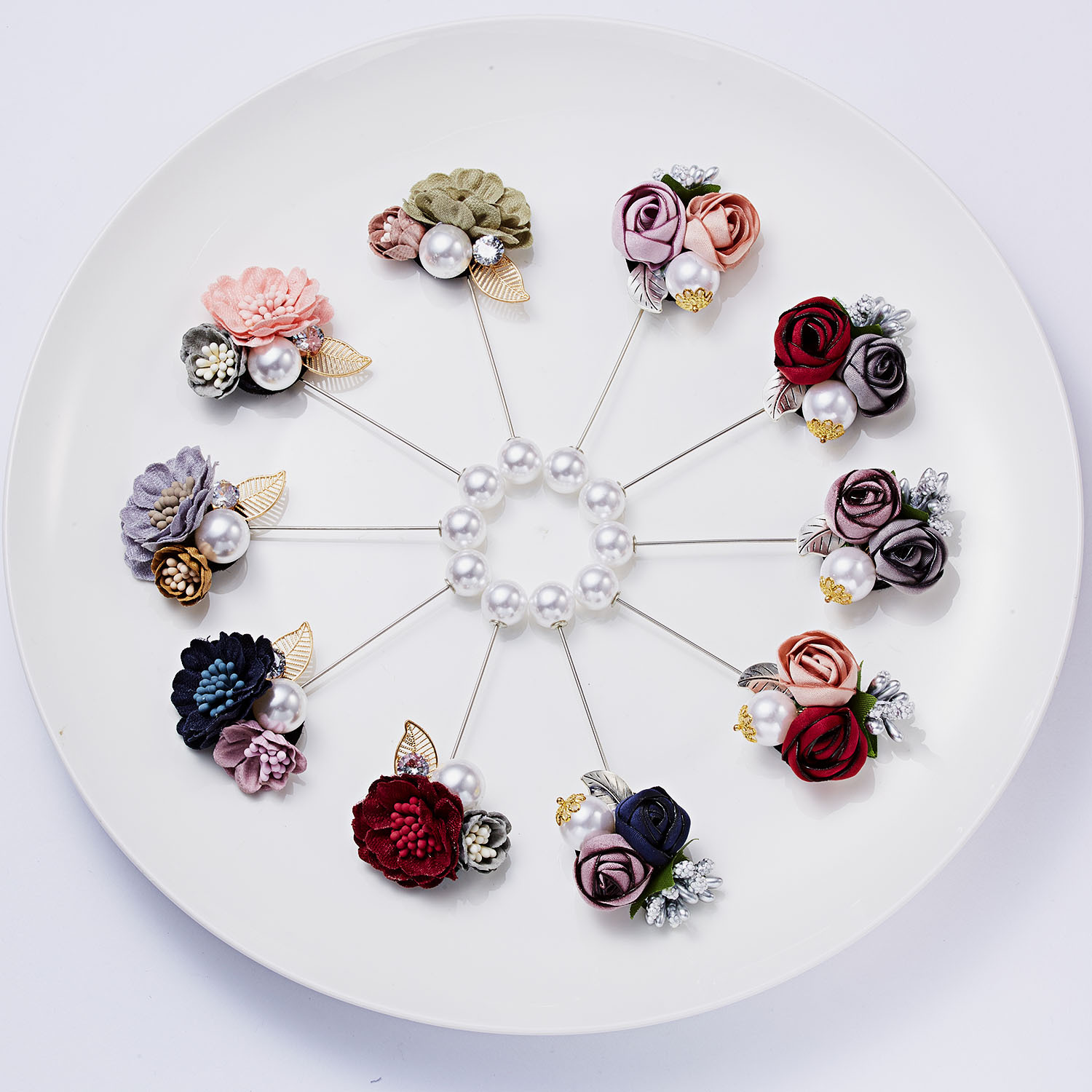 Fashion Rose Alloy Inlay Pearl Womenu0027S Brooches 1 Piece