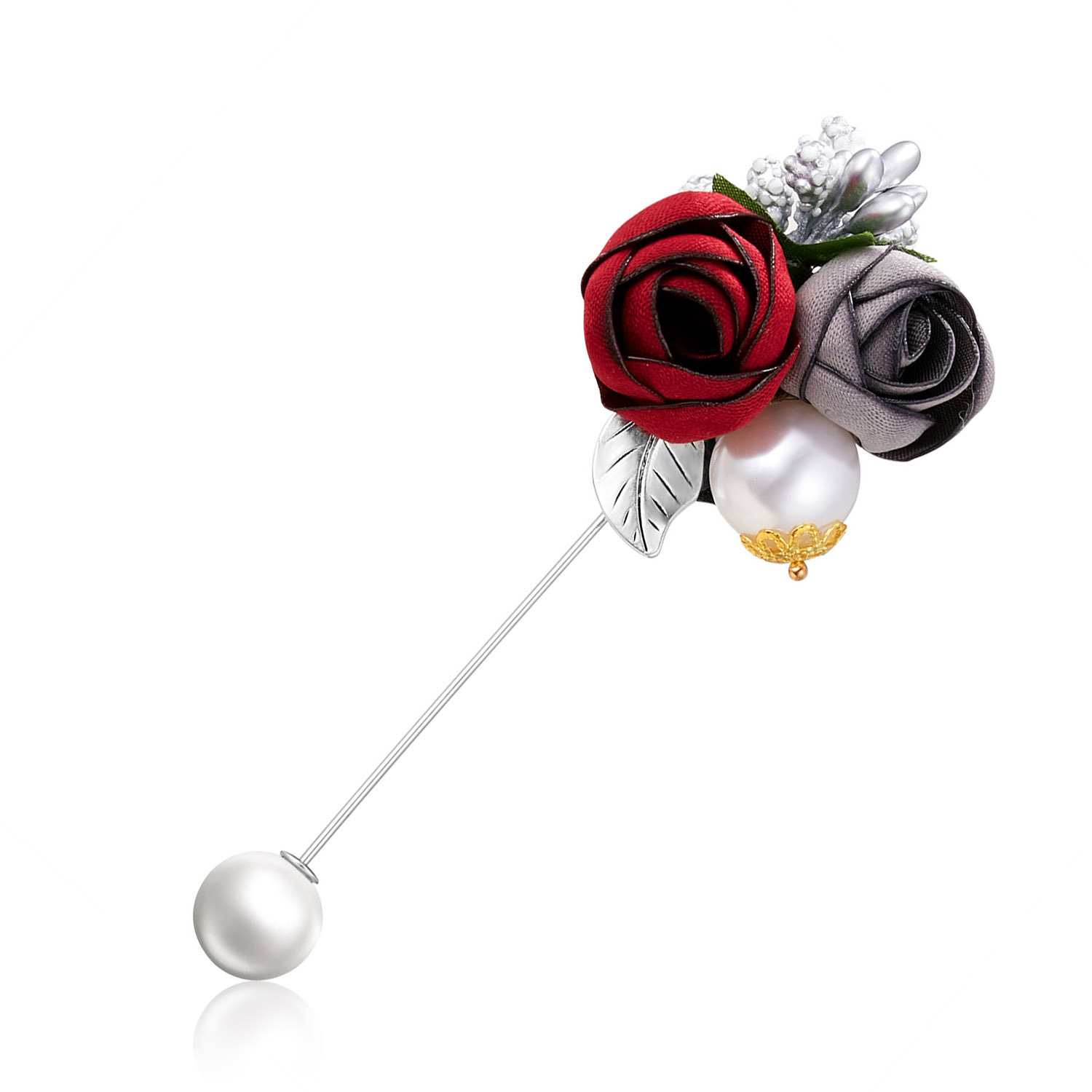 Fashion Rose Alloy Inlay Pearl Womenu0027S Brooches 1 Piece