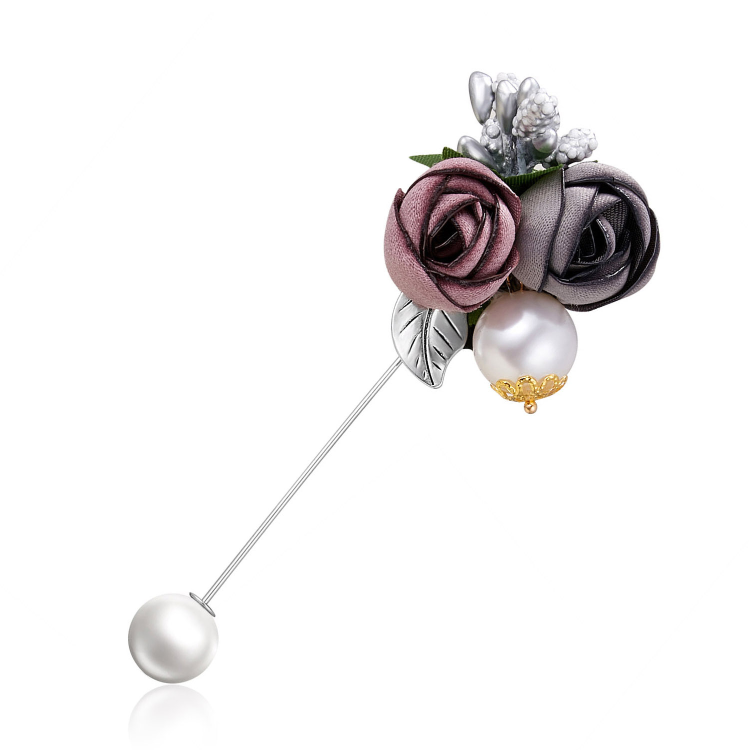 Fashion Rose Alloy Inlay Pearl Womenu0027S Brooches 1 Piece