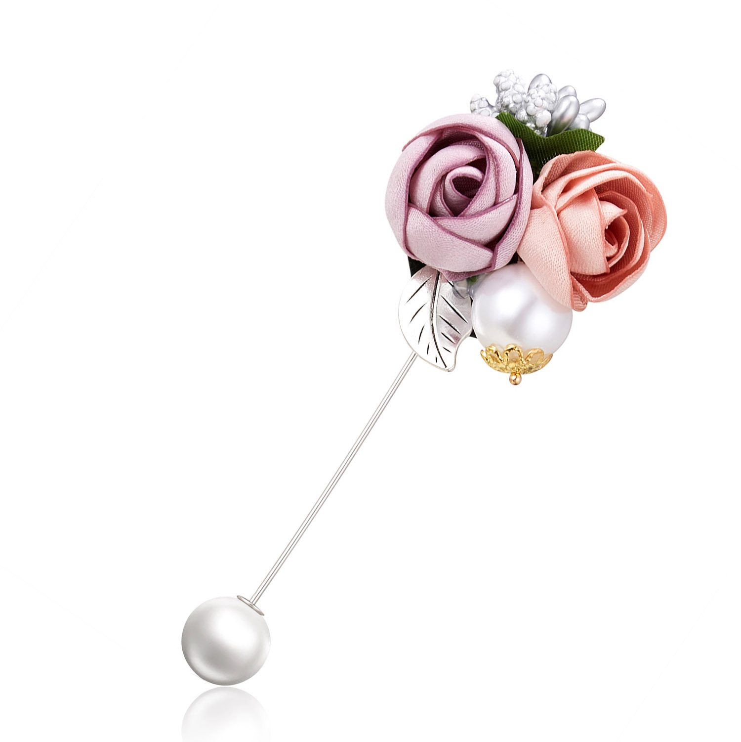 Fashion Rose Alloy Inlay Pearl Womenu0027S Brooches 1 Piece