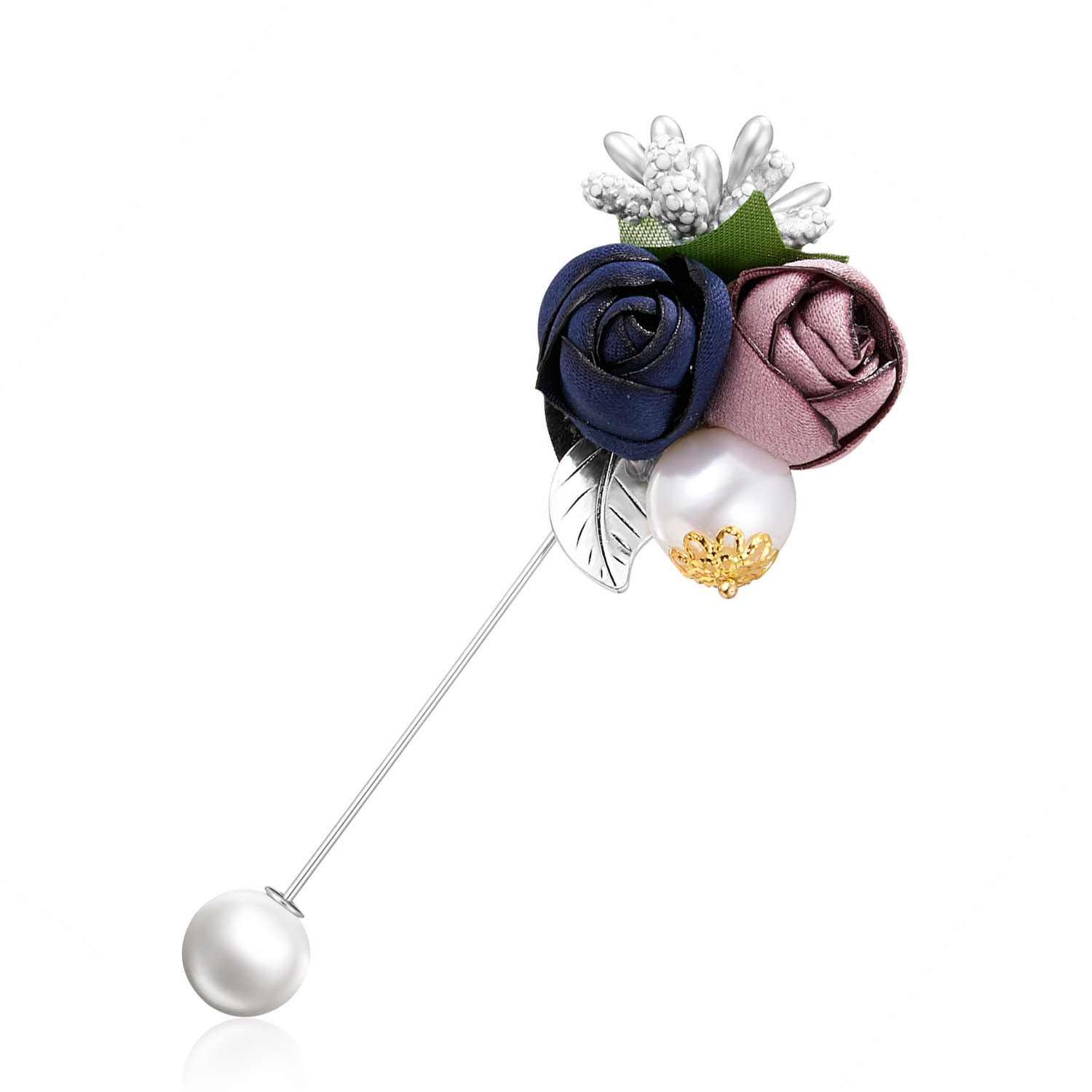 Fashion Rose Alloy Inlay Pearl Womenu0027S Brooches 1 Piece