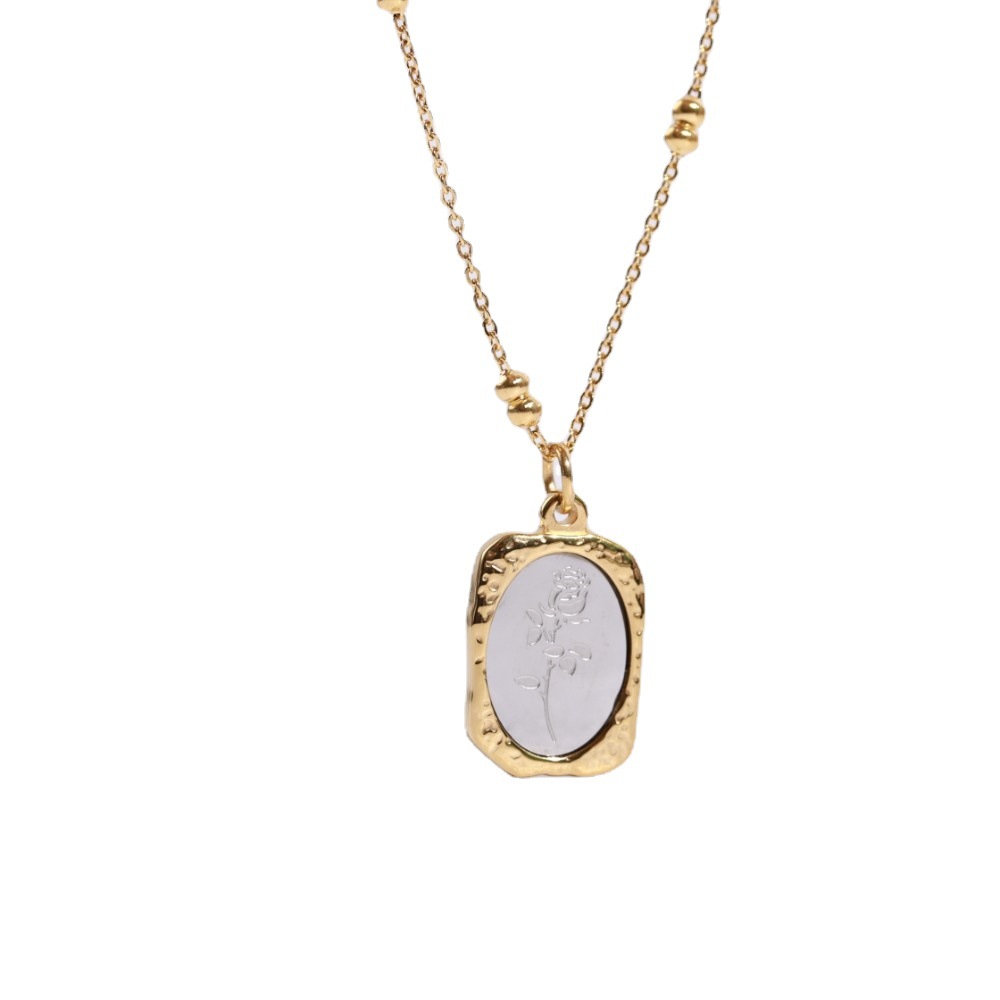 Retro Flower Stainless Steel Plating Pendant Necklace 1 Piece