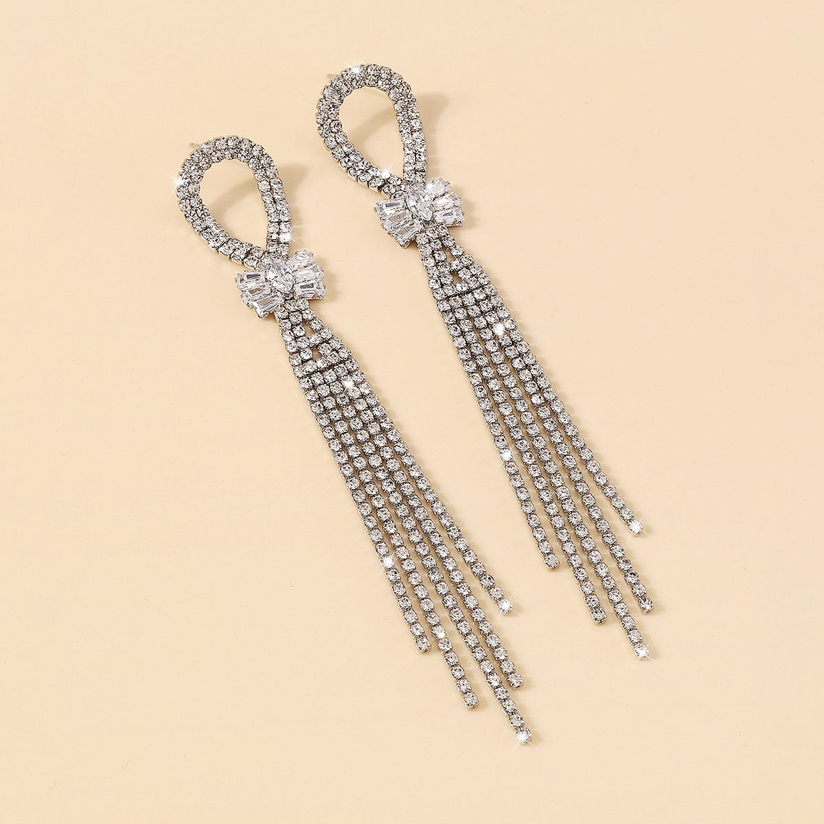 Simple Style Tassel Alloy Inlay Rhinestones Womenu0027S Drop Earrings 1 Pair