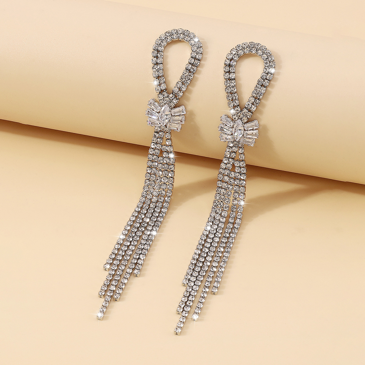 Simple Style Tassel Alloy Inlay Rhinestones Womenu0027S Drop Earrings 1 Pair