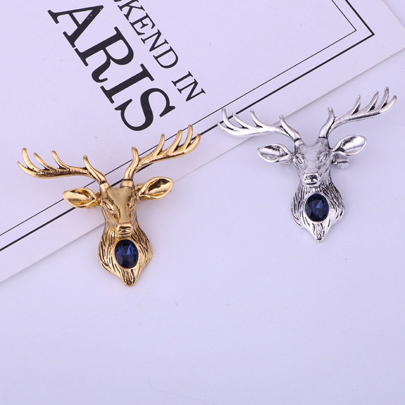 Fashion Elk Alloy Plating Inlay Artificial Gemstones Unisex Brooches