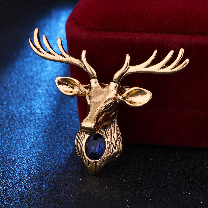 Fashion Elk Alloy Plating Inlay Artificial Gemstones Unisex Brooches