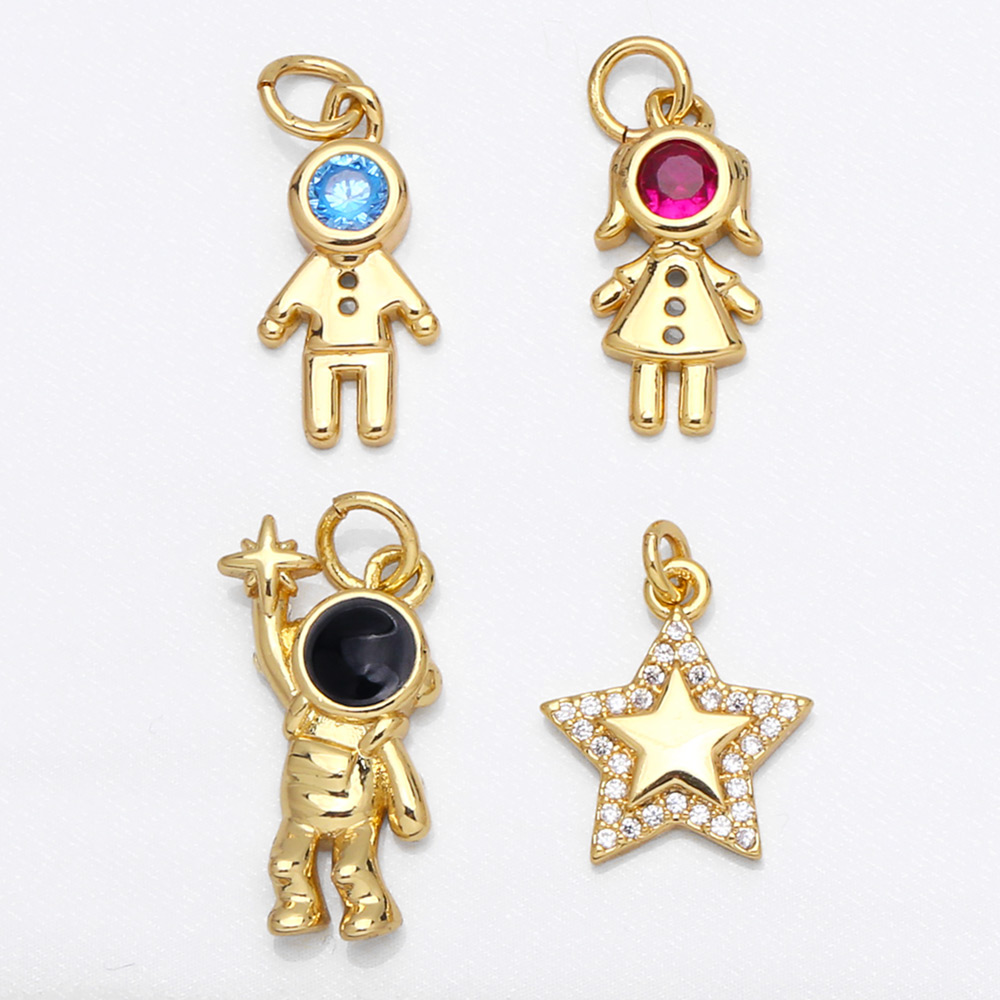 Fashion Astronaut Star Copper Gold Plated Zircon Jewelry Accessories 1 Piece