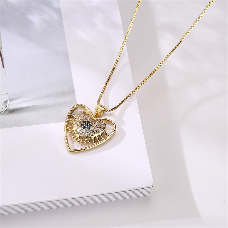Fashion Heart Shape Copper Inlay Artificial Pearls Zircon Pendant Necklace 1 Piece