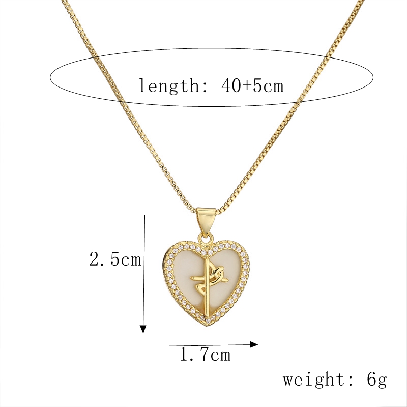 Fashion Heart Shape Copper Inlay Artificial Pearls Zircon Pendant Necklace 1 Piece