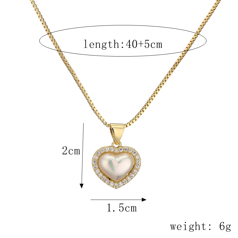 Fashion Heart Shape Copper Inlay Artificial Pearls Zircon Pendant Necklace 1 Piece