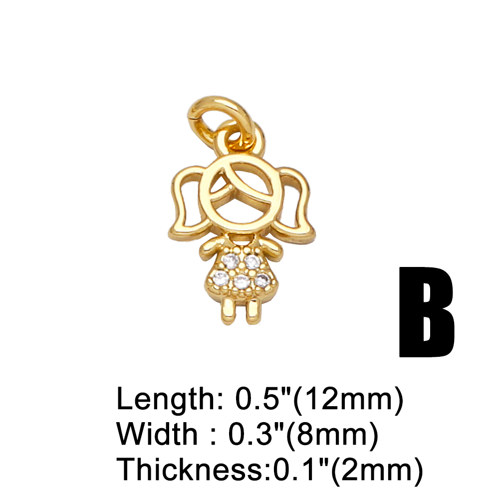 Fashion Heart Shape Crown Copper Gold Plated Zircon Jewelry Accessories 1 Piece