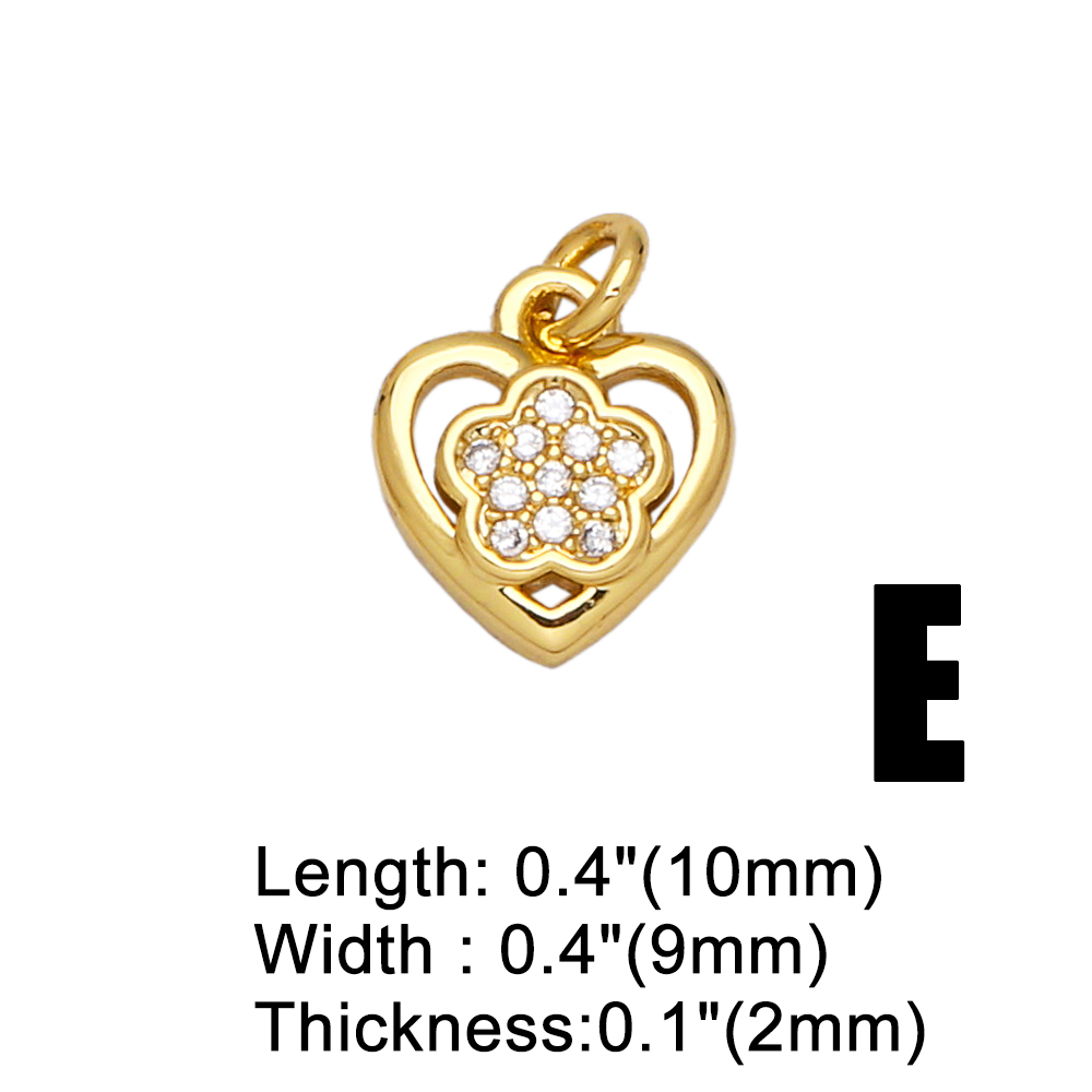 Fashion Heart Shape Crown Copper Gold Plated Zircon Jewelry Accessories 1 Piece