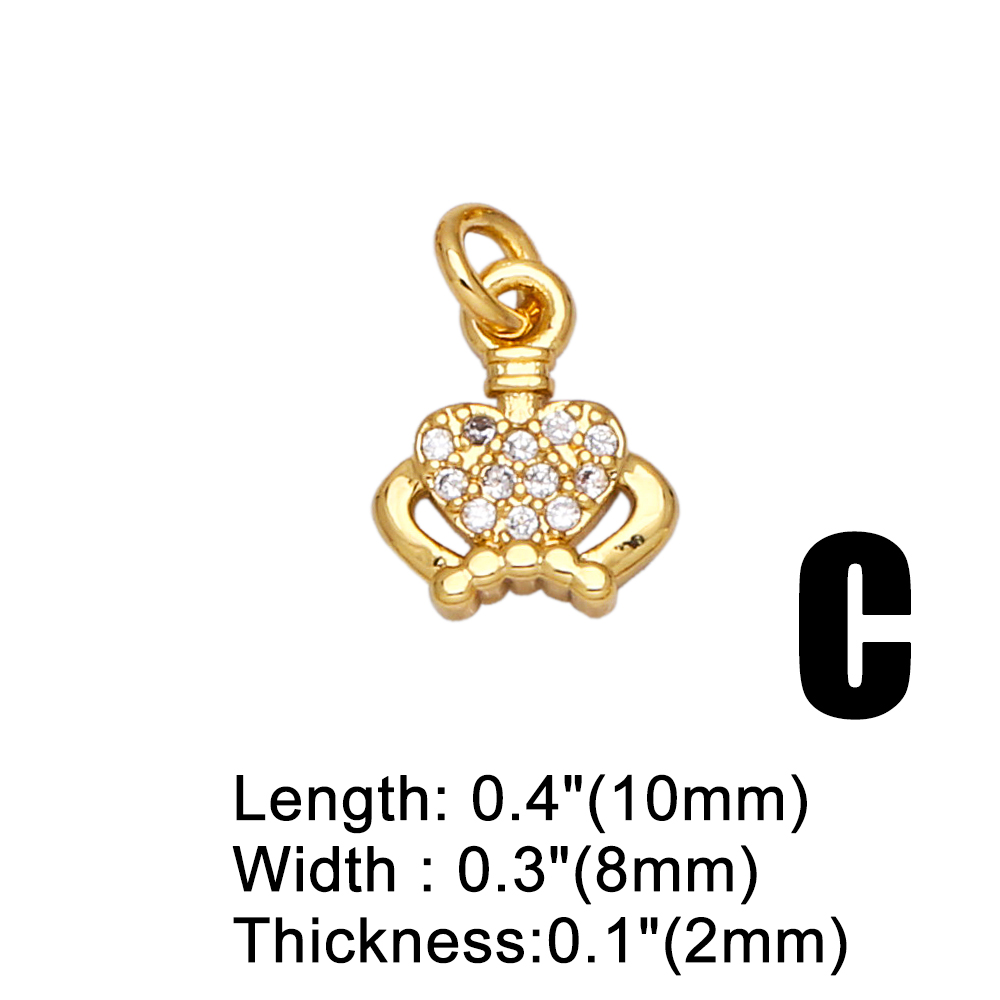 Fashion Heart Shape Crown Copper Gold Plated Zircon Jewelry Accessories 1 Piece