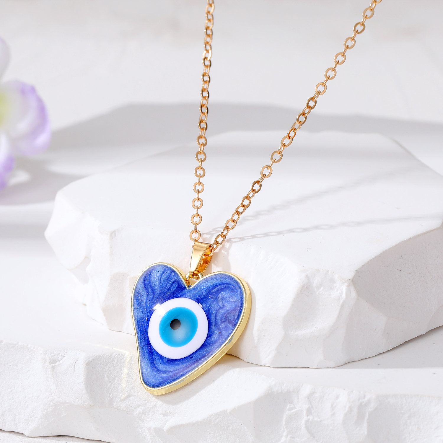 Hip-Hop Devilu0027S Eye Heart Shape Alloy Enamel Plating Womenu0027S Pendant Necklace 1 Piece